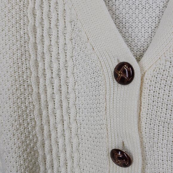 LOVE BY DESIGN WOMEN'S CREAM CABLE KNIT CARDIGAN FRONT POCKETS – SIZE SMALL - Picture 3 of 9